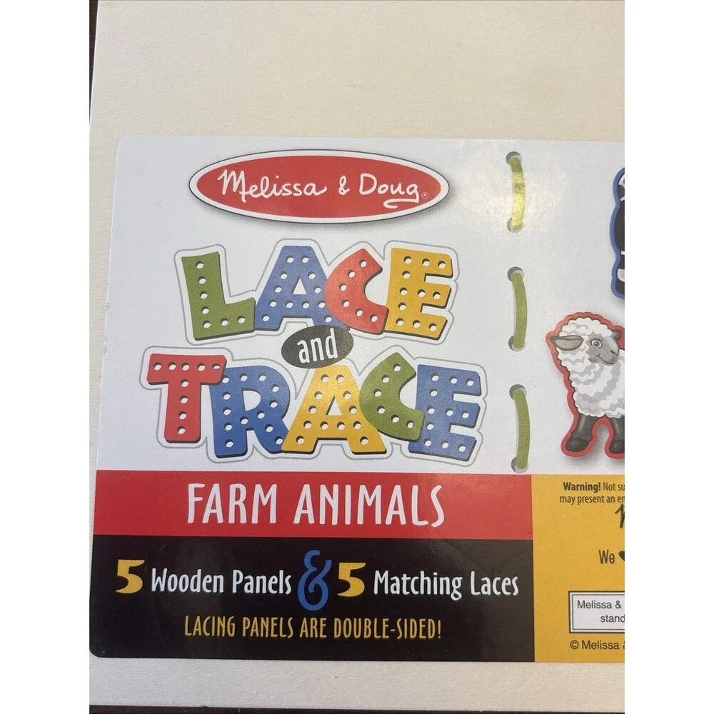 Melissa & Doug Lace and Trace Farm Animals Educational Toy Wooden Toddler